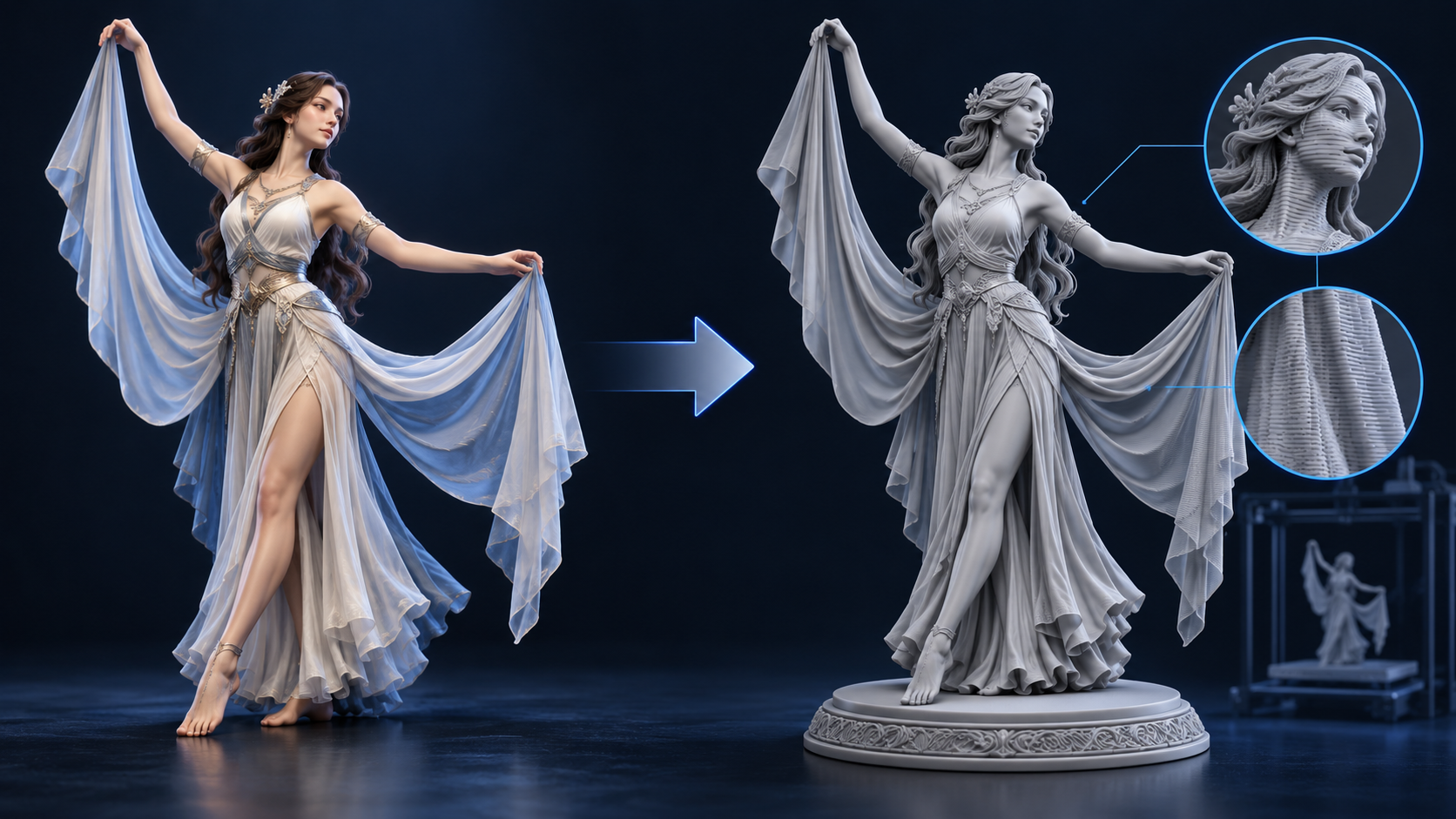 Danseuse transformée en figurine imprimable