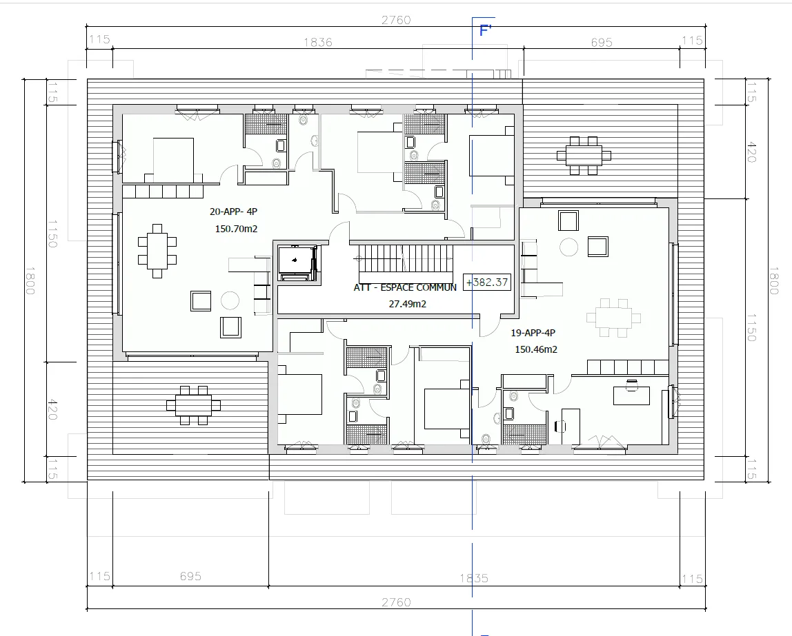 Plan de l'attique du bâtiment F
