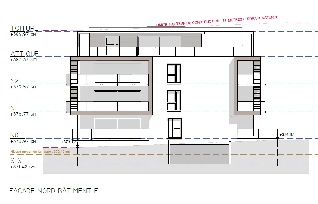 Façade nord du bâtiment F