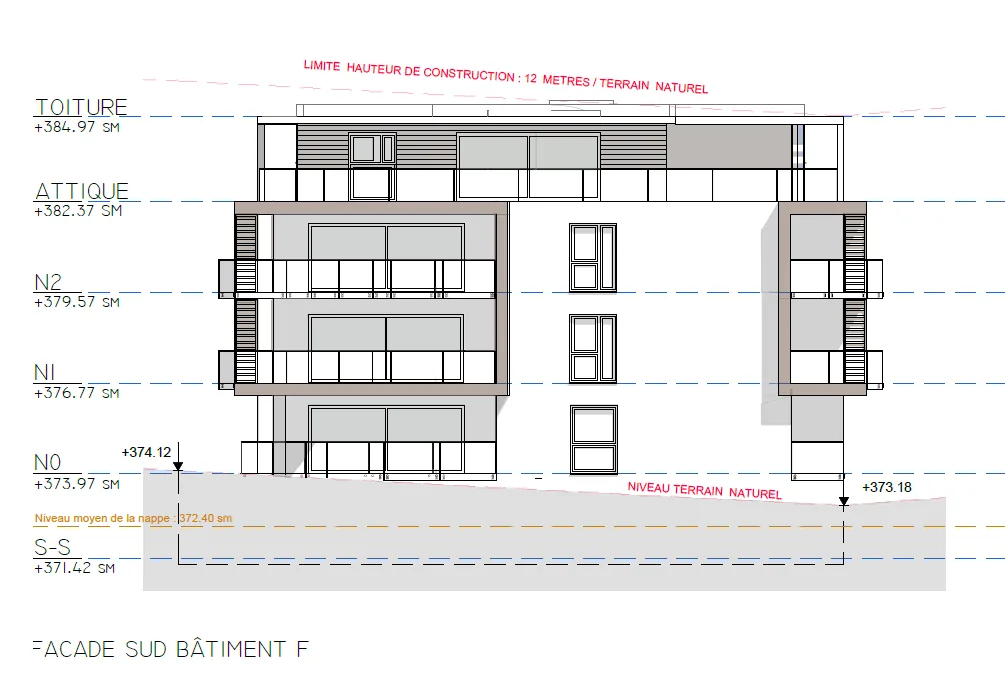 Façade sud du bâtiment F